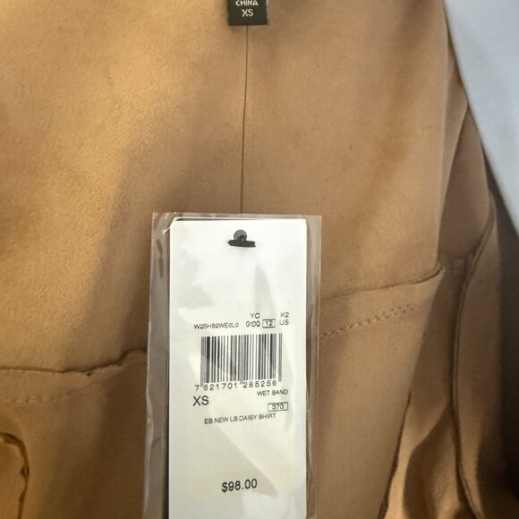 GUESS Faux Suede Button-Down Shirt – “ES New LS Daisy Shirt” – Size XS - Picture 9 of 9
